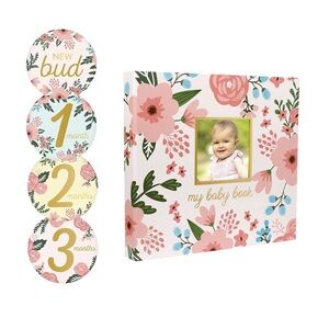 Pearhead baby memory book & sticker set for baby girl brand new